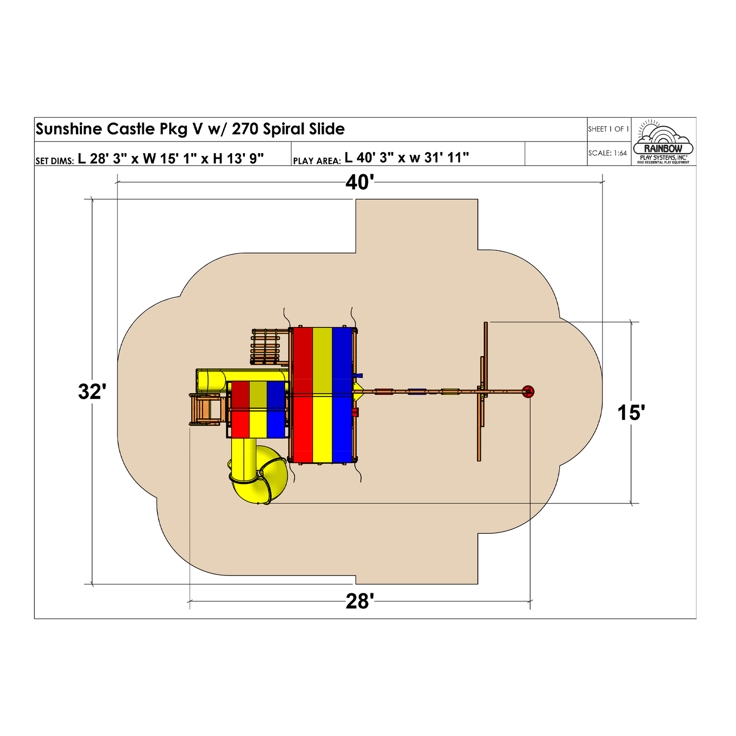 Sunshine Castle Pkg V with 270° Spiral Slide (15J) - Rainbow Play of NC