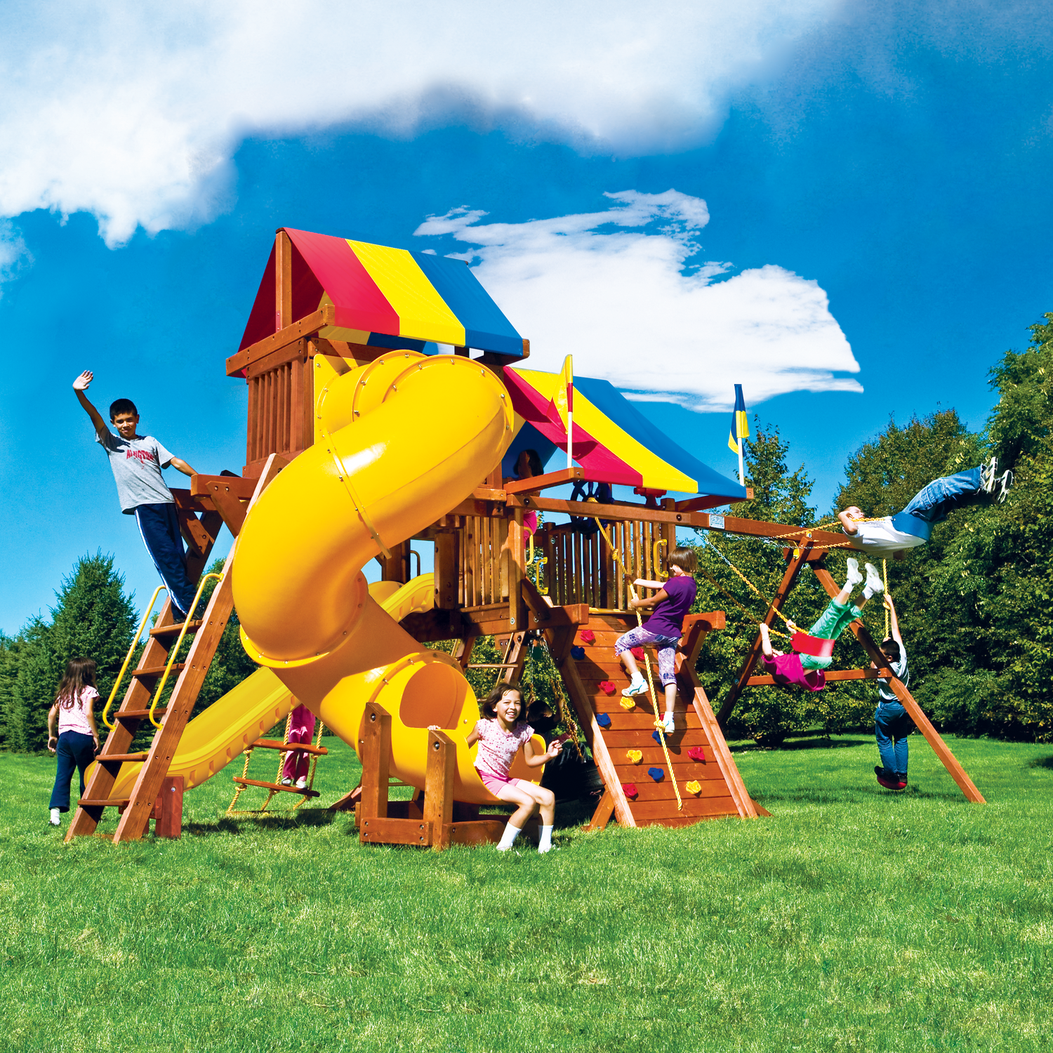 Rainbow Castle Pkg V with 360˚Spiral Slide (19J) - Rainbow Play of NC