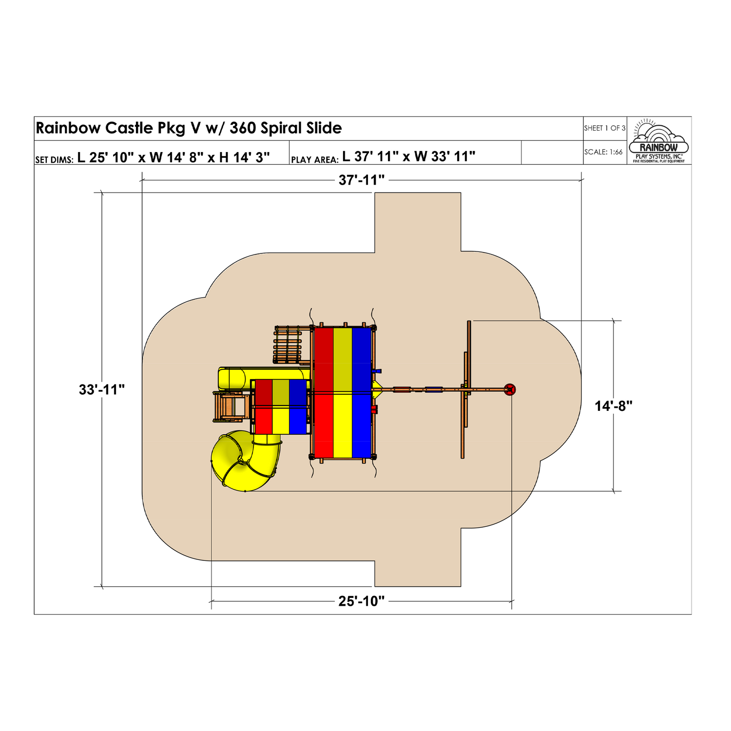 Rainbow Castle Pkg V with 360˚Spiral Slide (19J) - Rainbow Play of NC
