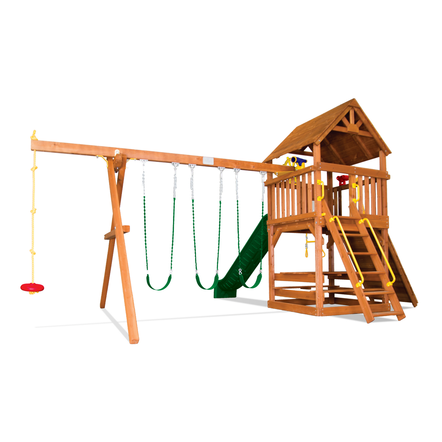 Circus Clubhouse Pkg II Loaded with Wooden Roof (29D) - Rainbow Play of NC