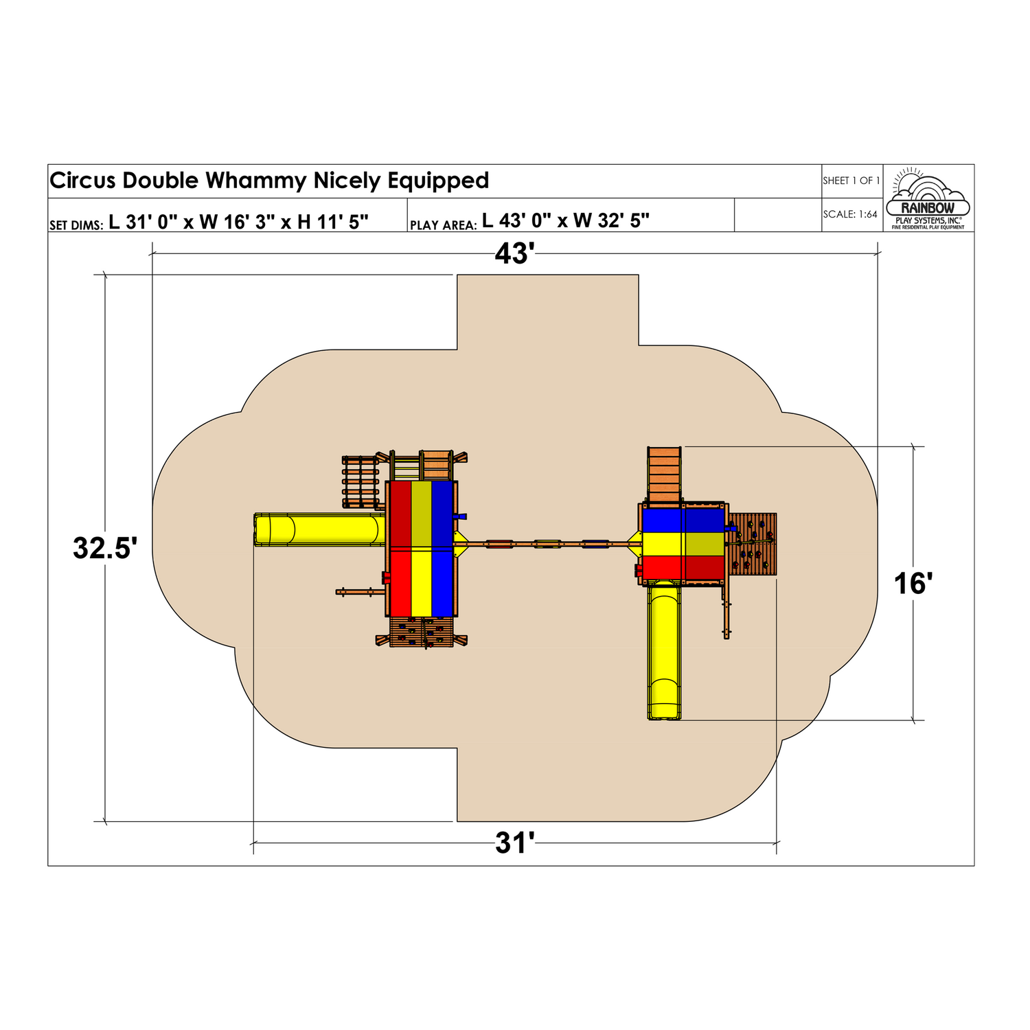 Circus Double Whammy Nicely Equipped (31I) Playset- Rainbow Play of NC
