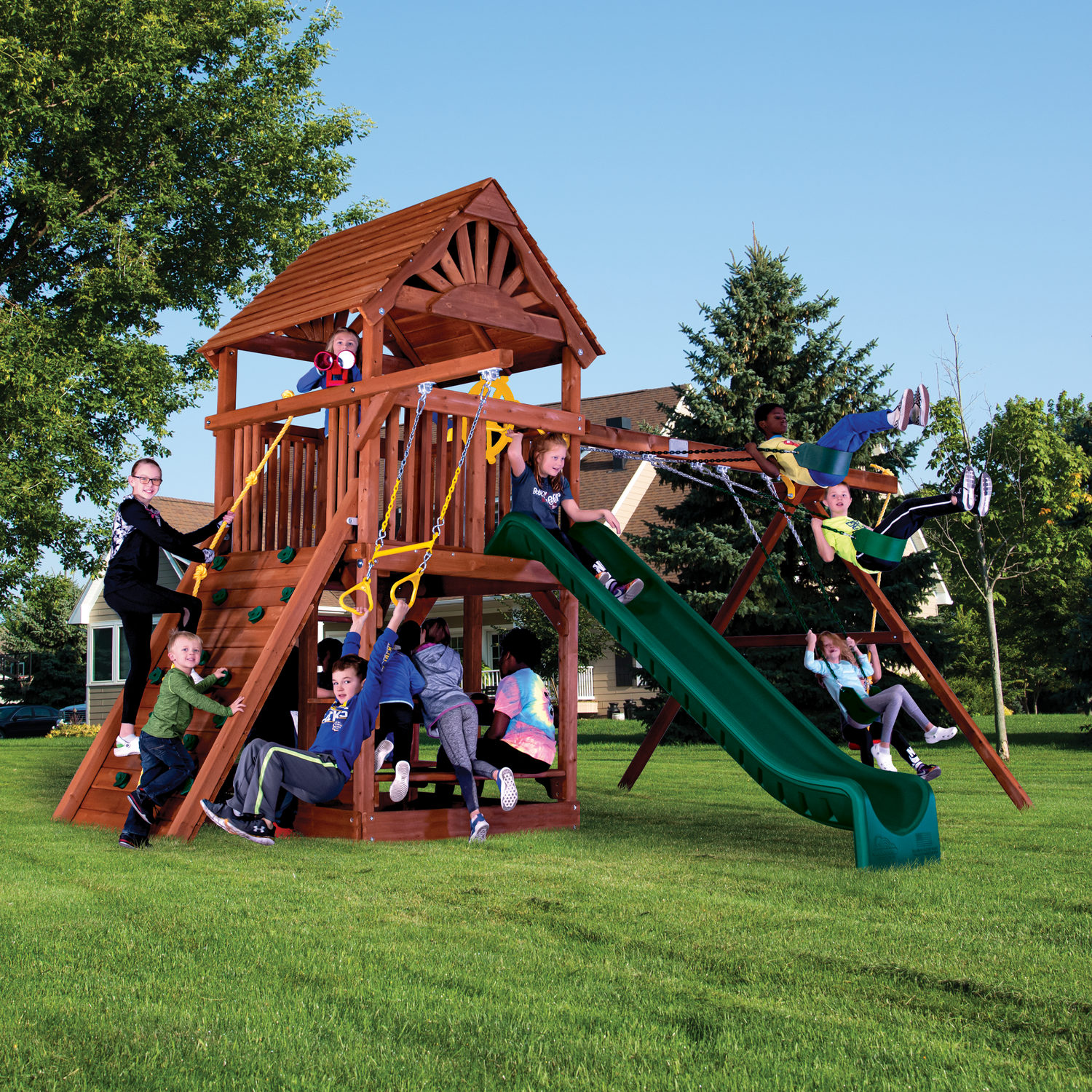 Sunshine Clubhouse Pkg II with Wooden Roof (33D) - Rainbow Play of NC