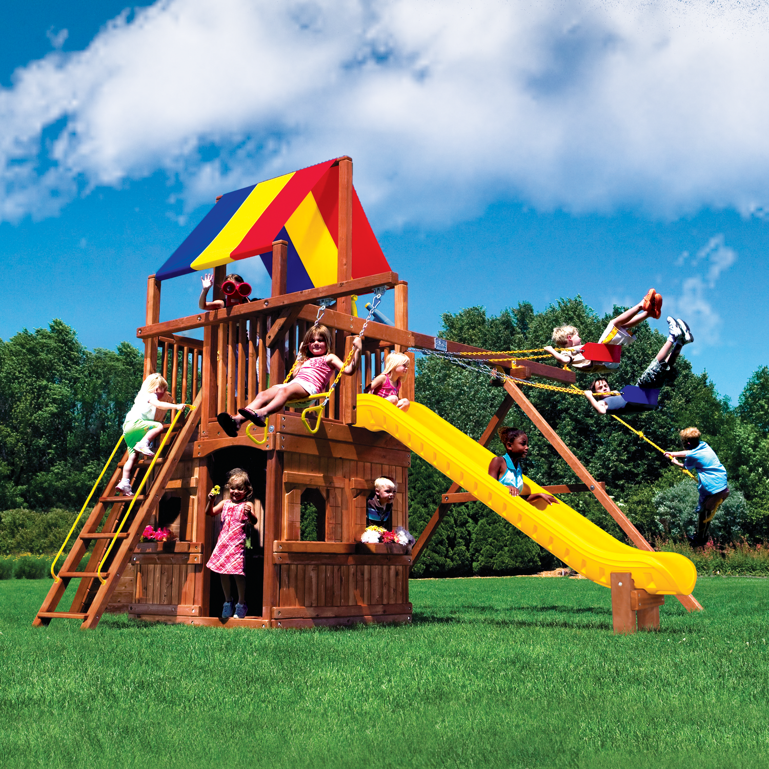 Rainbow Clubhouse Pkg II with Playhouse (37B) Alt - Rainbow Play of NC