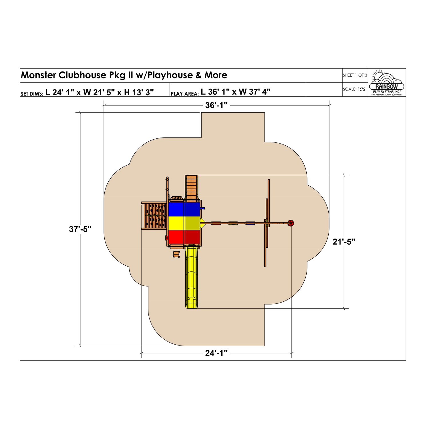Monster Clubhouse Pkg II with Playhouse & More (41B) - Rainbow Play of NC