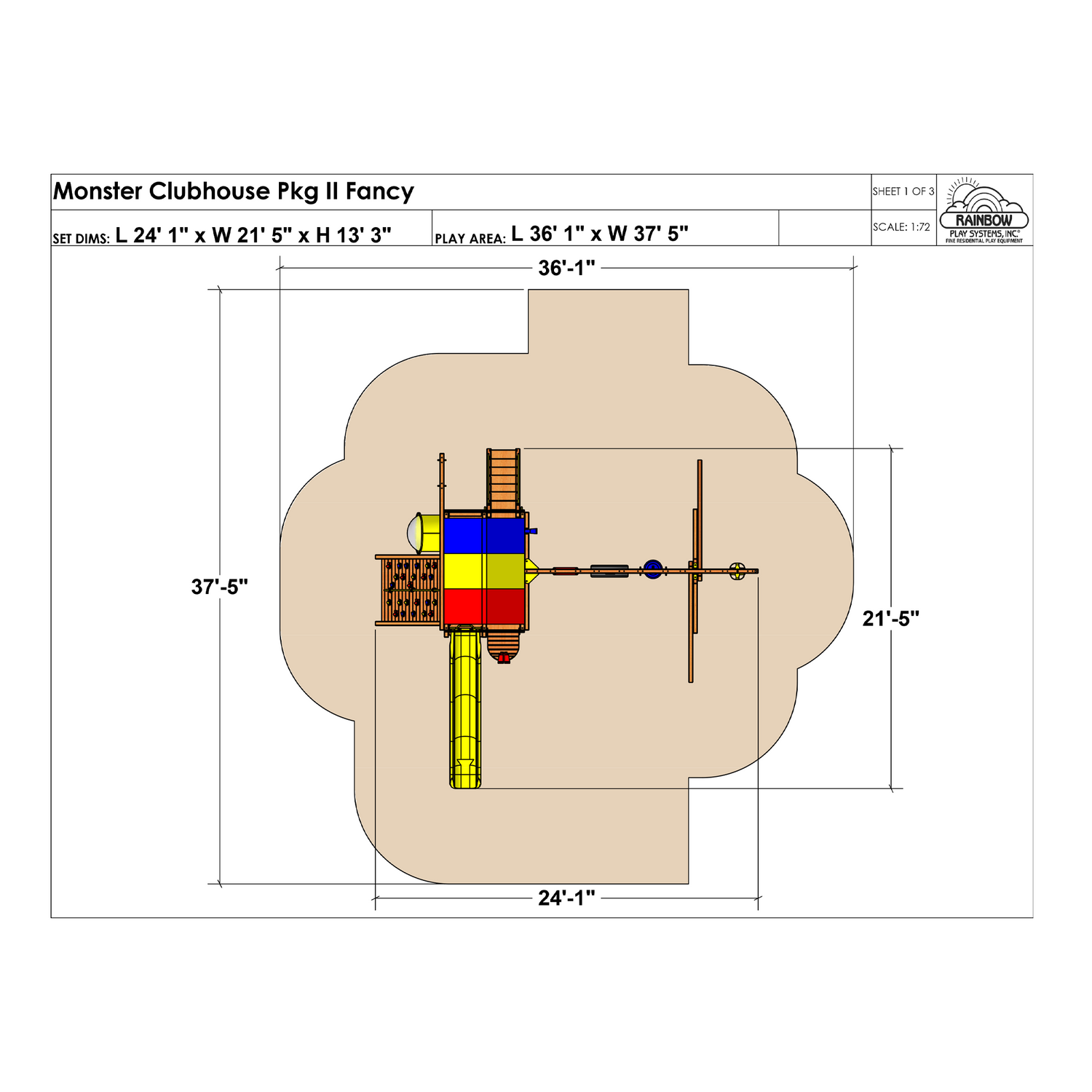 Monster Clubhouse Pkg II Fancy (41C) - Rainbow Play of NC