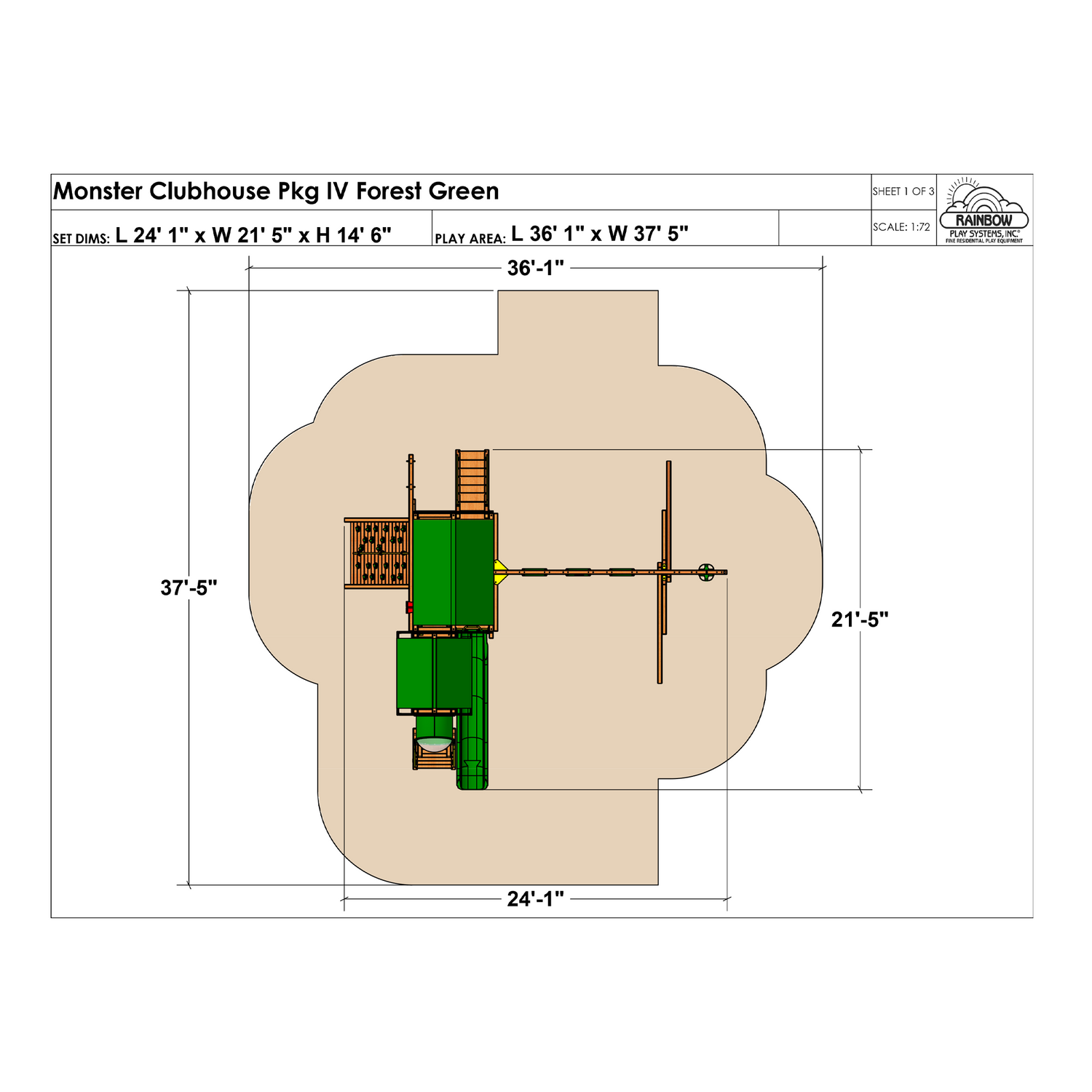 Monster Clubhouse Pkg IV Forest Green (41E) - Rainbow Play of NC