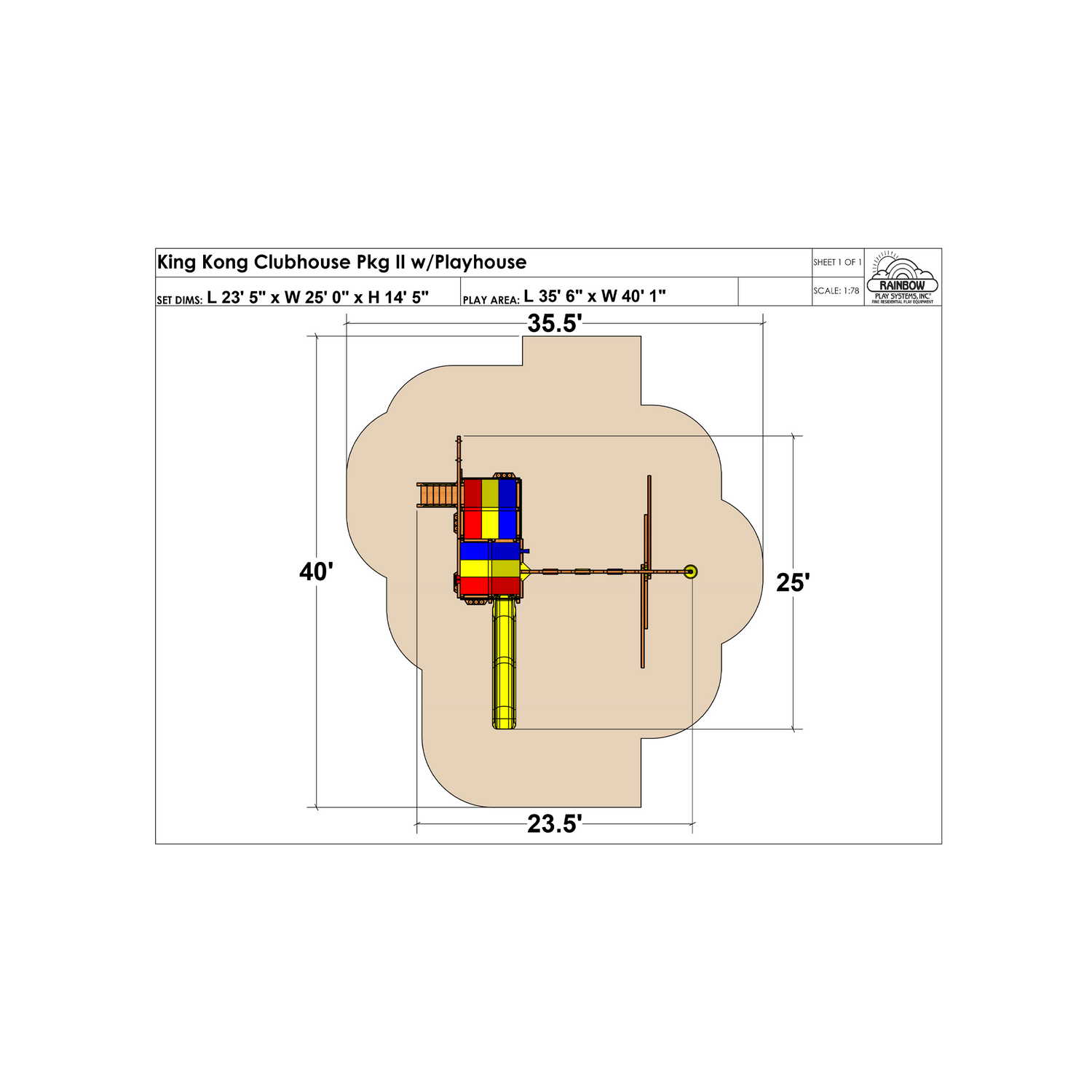 King Kong Clubhouse Pkg II with Playhouse (45C) - Rainbow Play of NC