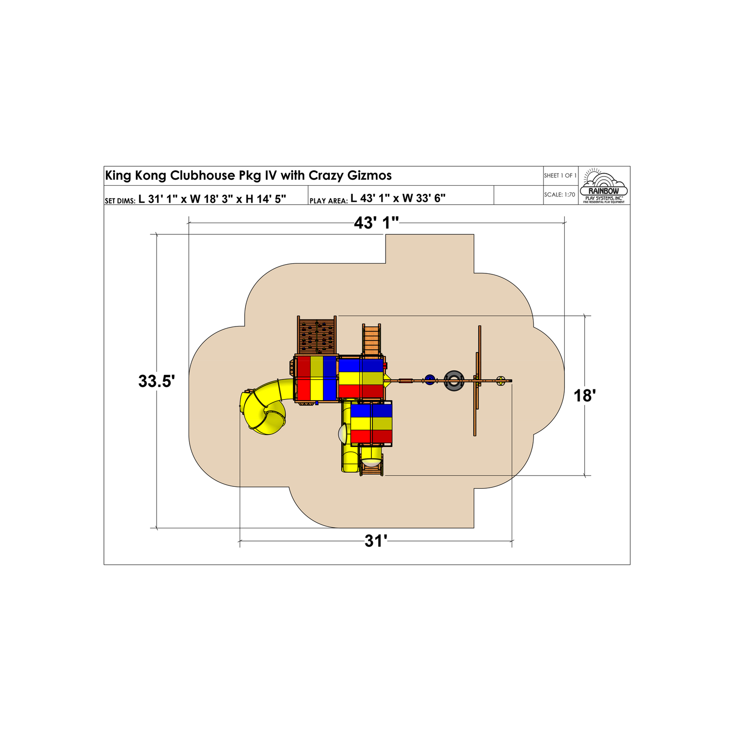 King Kong Clubhouse Pkg IV with Crazy Gizmos (46F) - Rainbow Play of NC