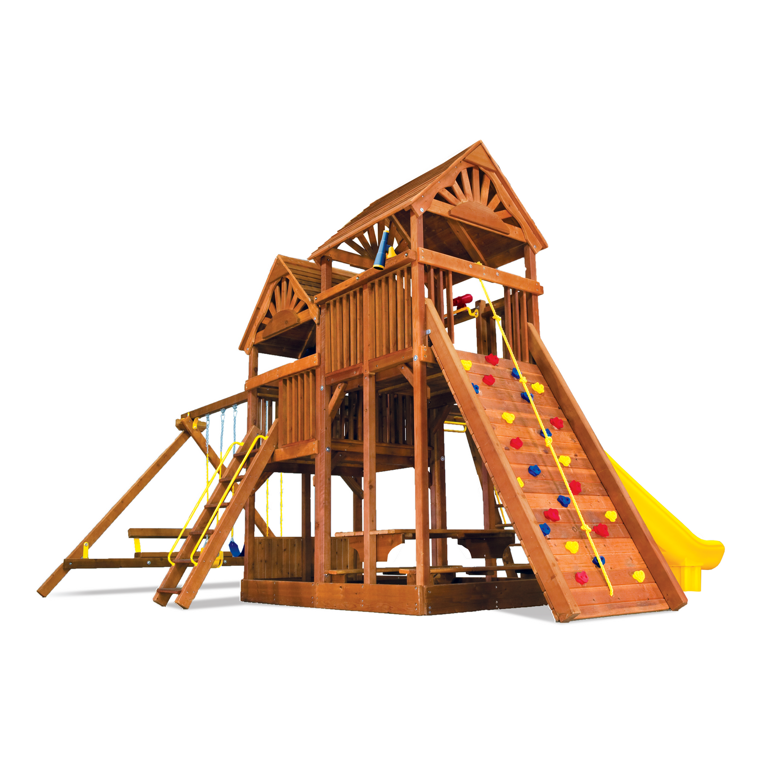 King Kong Clubhouse Pkg III with Wooden Roofs (47H) - Rainbow Play of NC