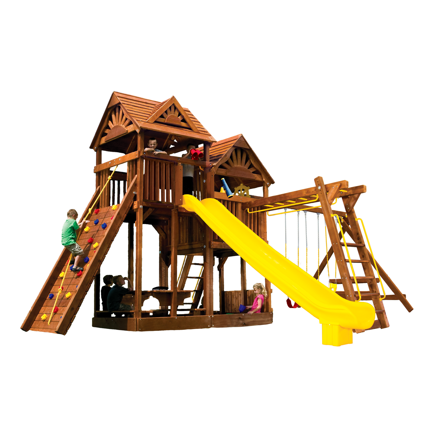 King Kong Clubhouse Pkg III with Wooden Roofs (47H) - Rainbow Play of NC