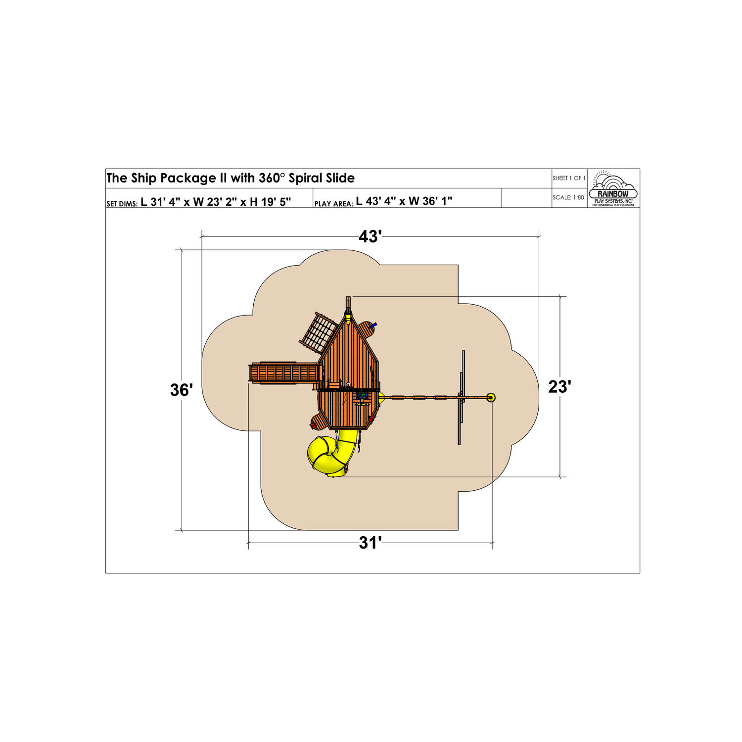 The Ship Pkg II with 360° Spiral Slide (93A) - Rainbow Play of NC