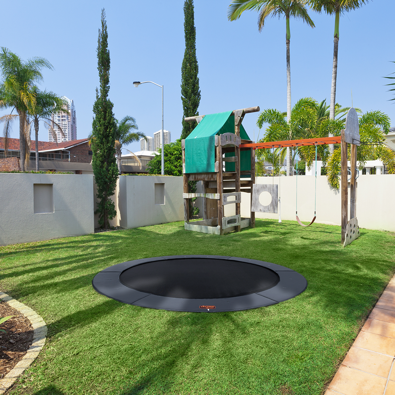 Round Pro-Line Avyna In-Ground Trampoline Titanium Gray