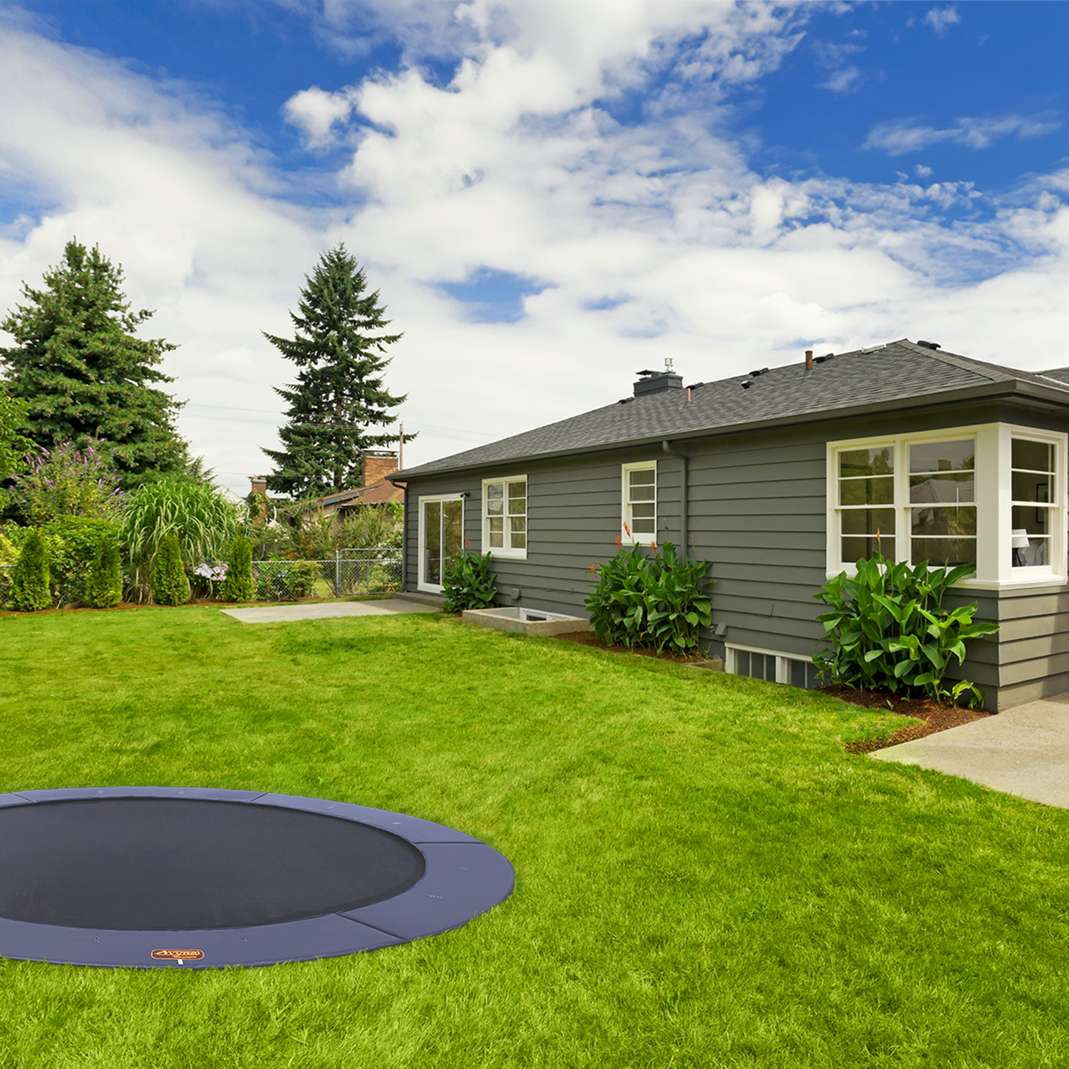 Round Pro-Line Avyna In-Ground Trampoline Titanium Gray