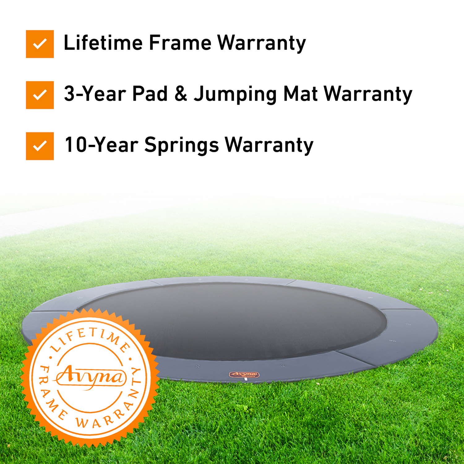 Round Pro-Line Avyna In-Ground Trampoline Titanium Gray