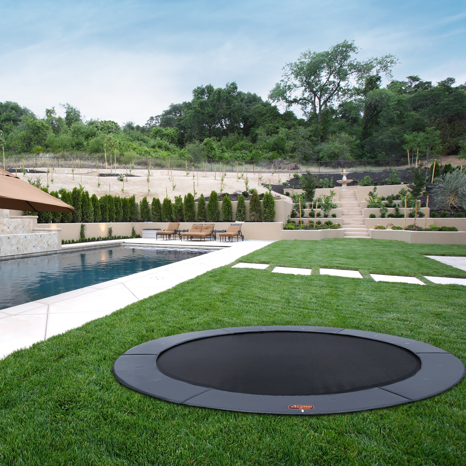 Round Pro-Line Avyna In-Ground Trampoline Titanium Gray