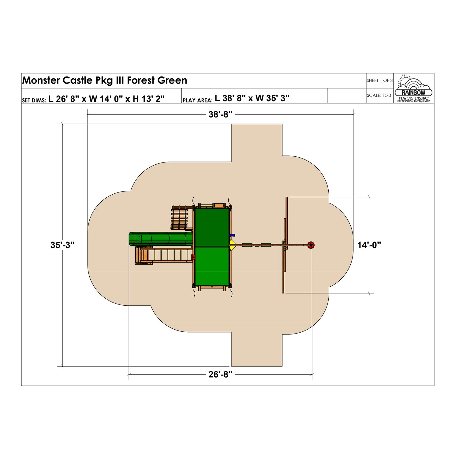 Monster Castle Pkg III Forest Green (21E) - Rainbow Play of NC