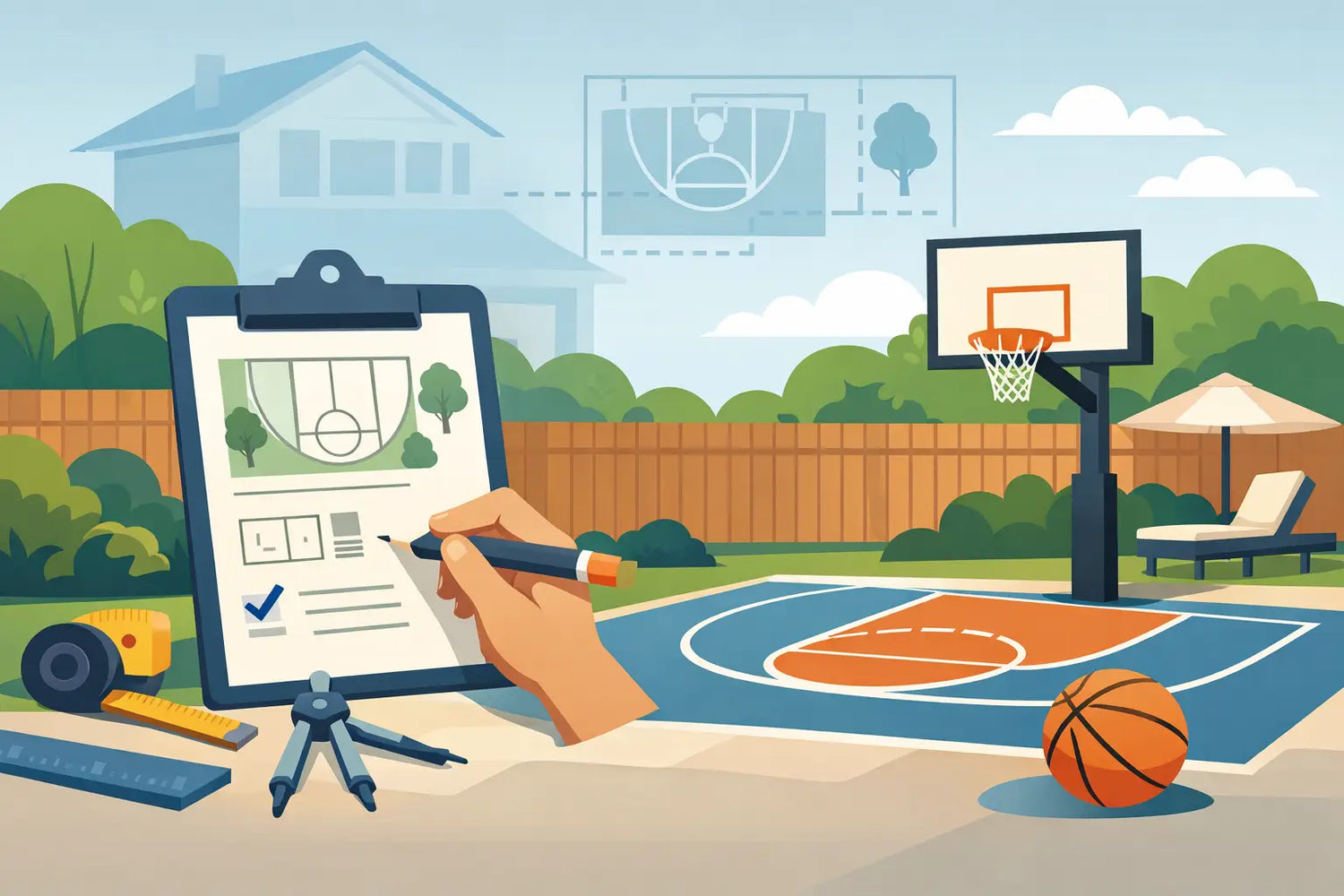 How to Plan Backyard Basketball Court Space