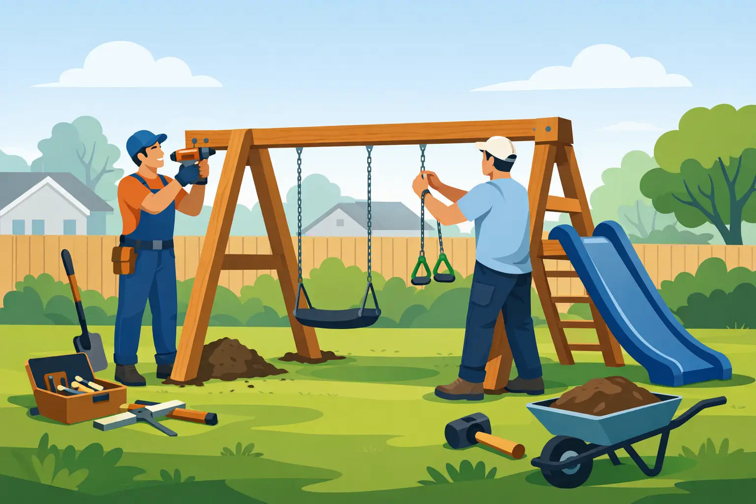 Backyard Swing Set Installation Process