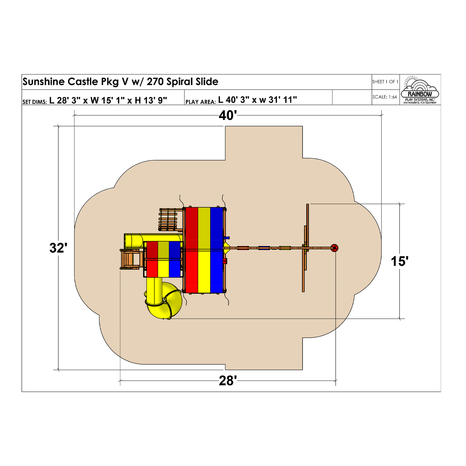 Sunshine Castle Pkg V with 270° Spiral Slide (15J)