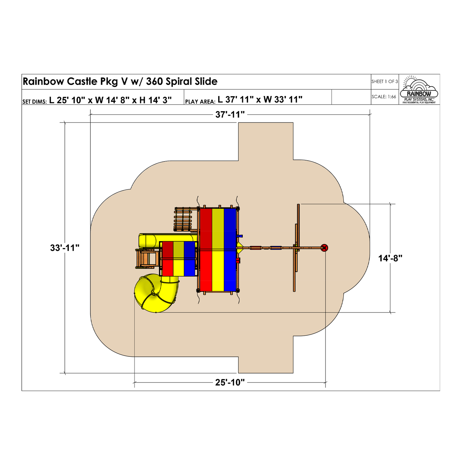 Rainbow Castle Pkg V with 360˚Spiral Slide (19J)