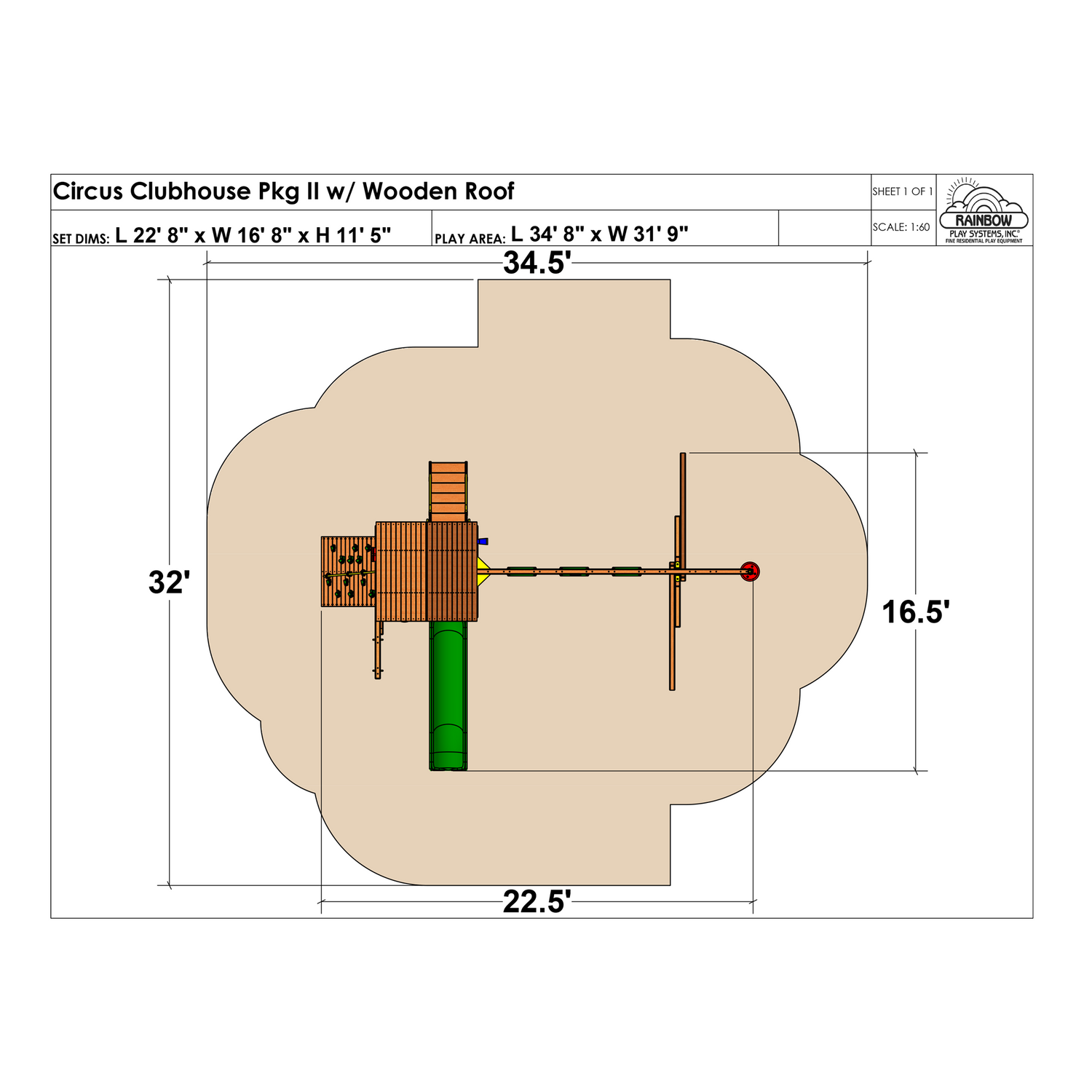 Circus Clubhouse Pkg II Loaded with Wooden Roof (29D)