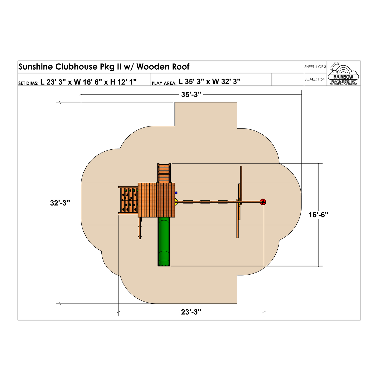 Sunshine Clubhouse Pkg II with Wooden Roof (33D)