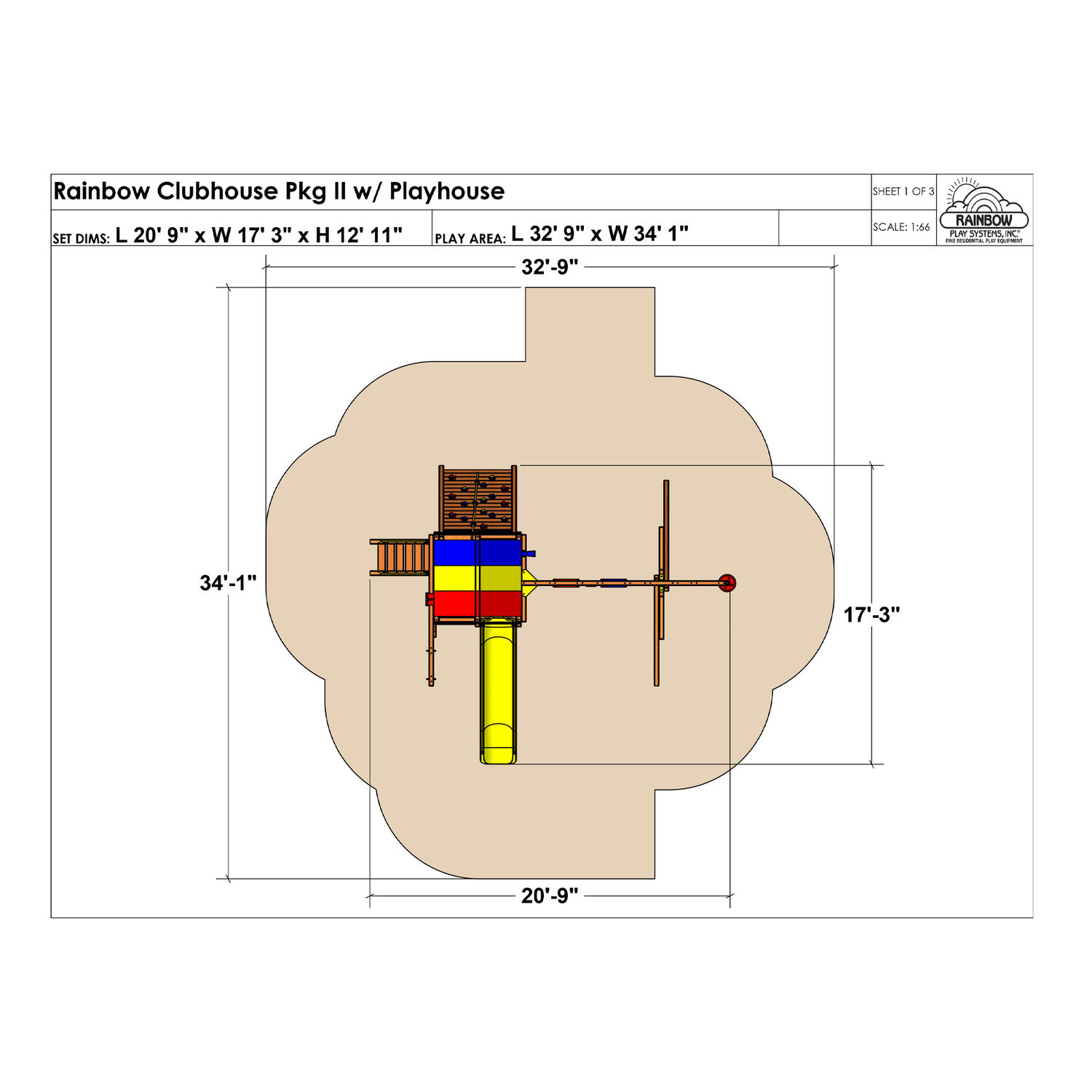 Rainbow Clubhouse Pkg II with Playhouse (37B) Alt