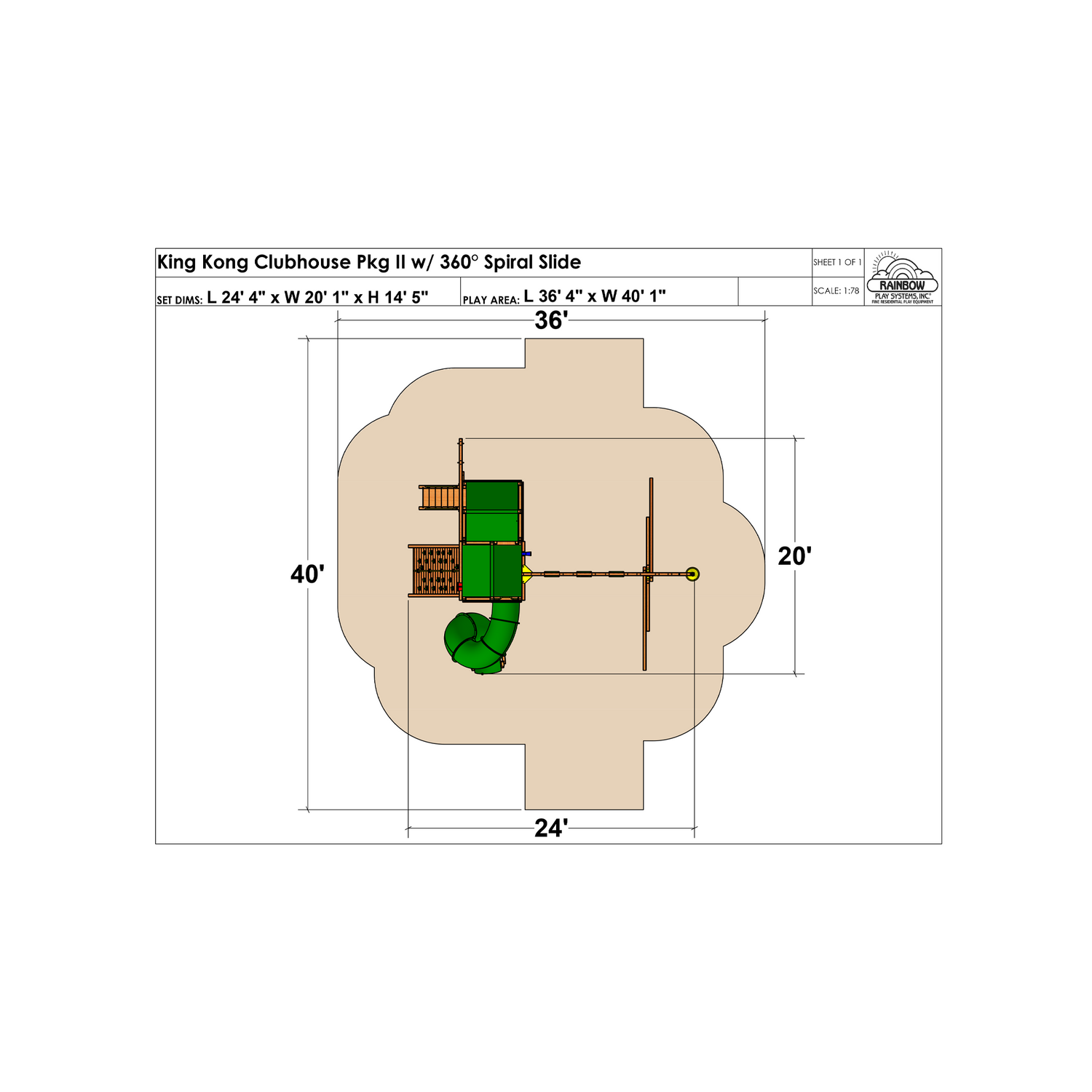 King Kong Clubhouse Pkg II with 360˚Spiral Slide (45B)