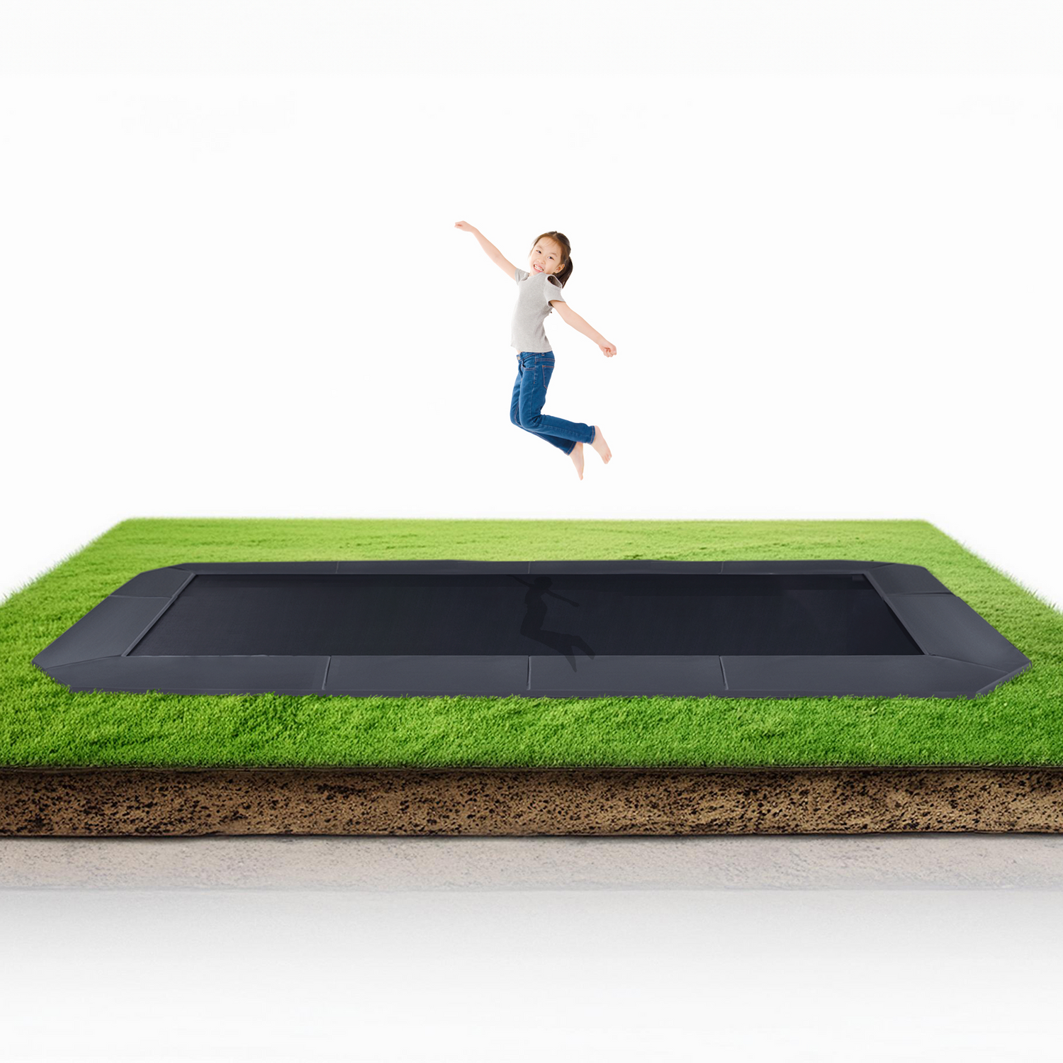 Rectangle Pro-Line Avyna In-Ground Trampoline - Rainbow Play of NC