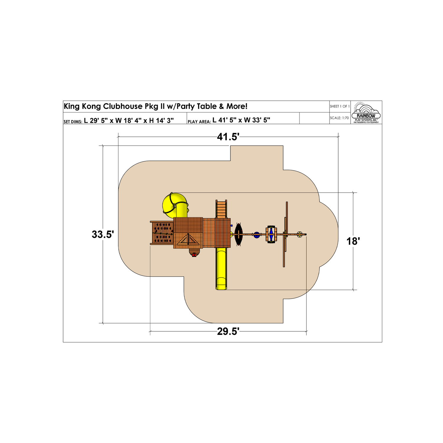 King Kong Clubhouse Pkg II with Party Table and More! (45E) - Rainbow Play of NC