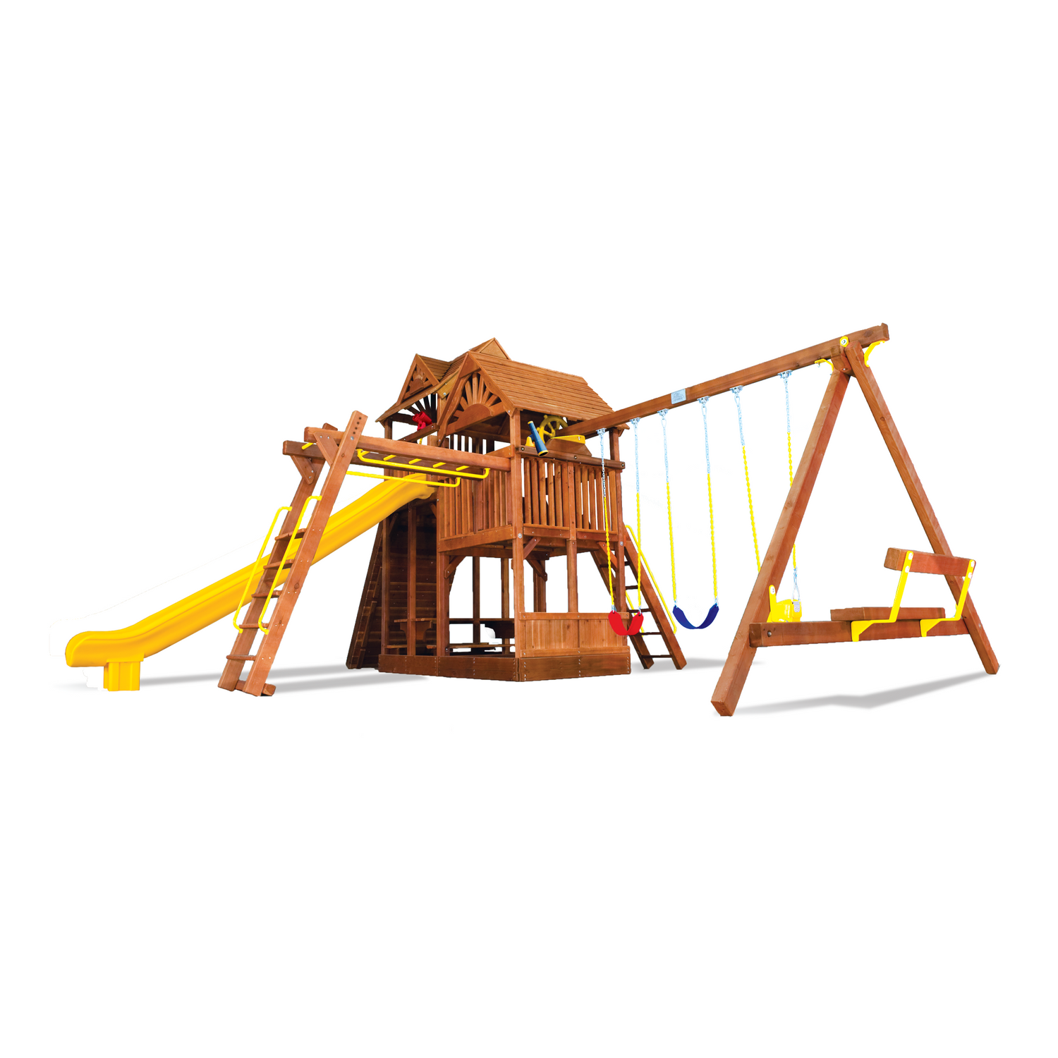 King Kong Clubhouse Pkg III with Wooden Roofs (47H) - Rainbow Play of NC