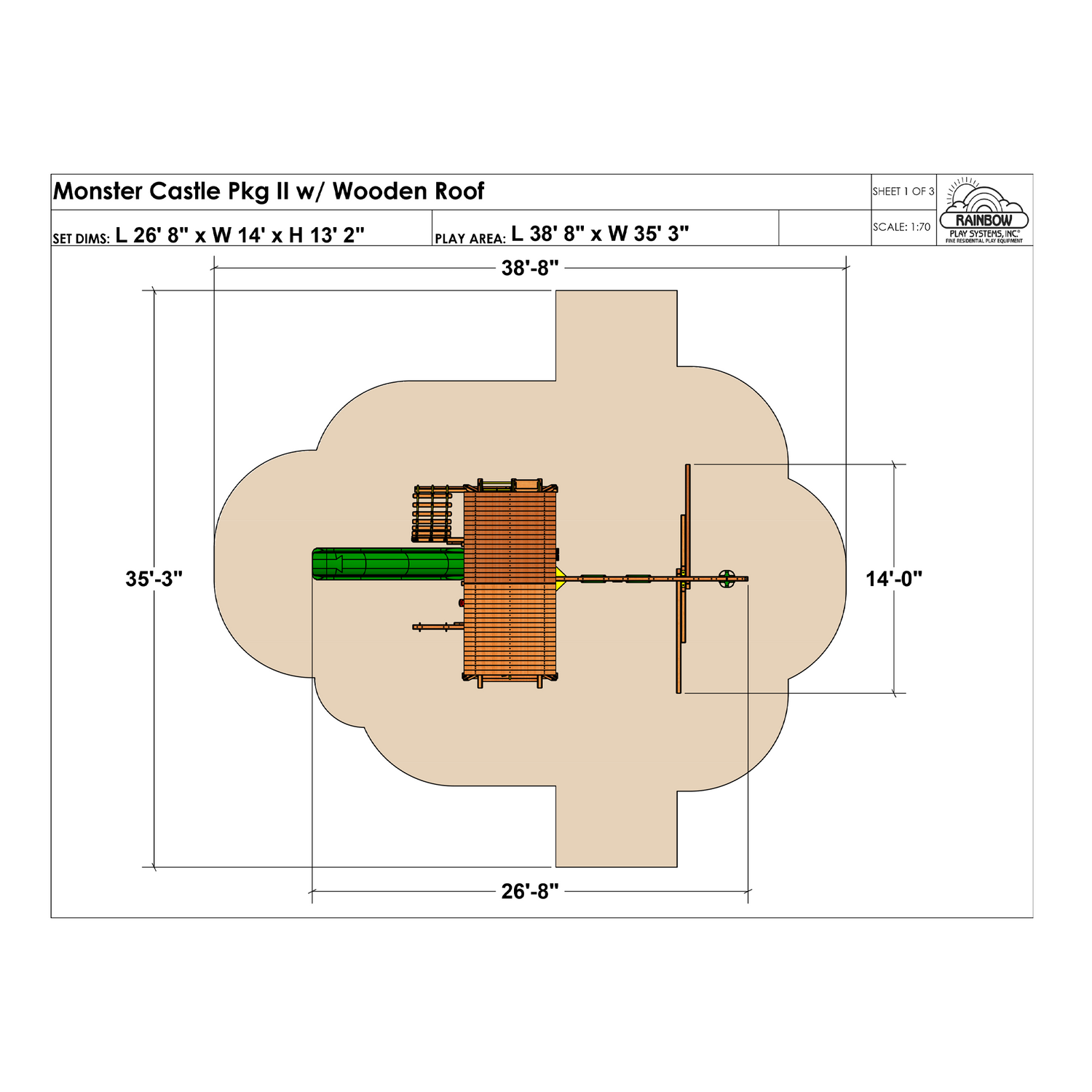 Monster Castle Pkg II with Wooden Roof (21D) - Rainbow Play of NC