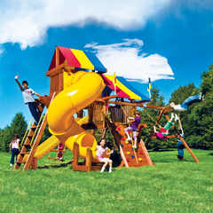 Rainbow Castle Pkg V with 360˚Spiral Slide (19J) - Rainbow Play of NC