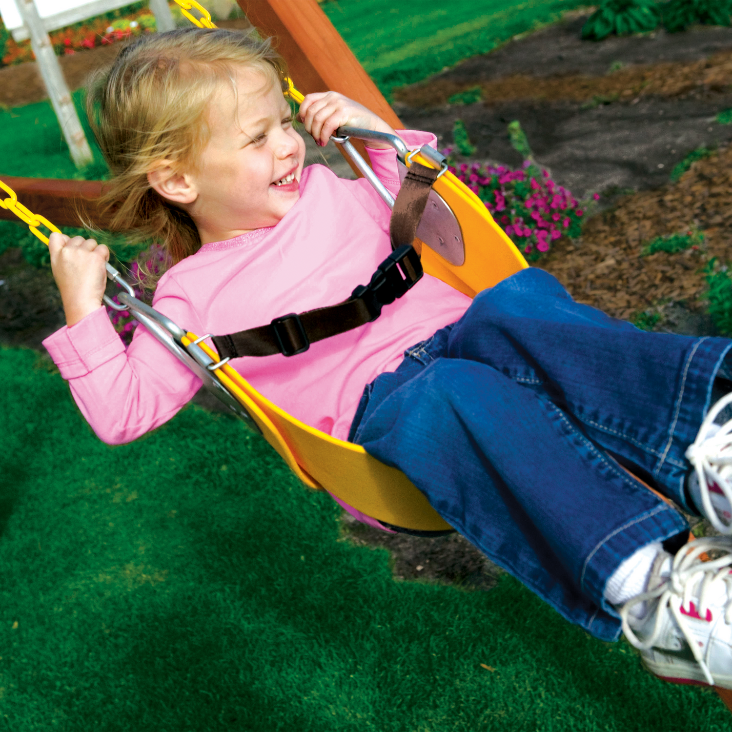 Yellow Commercial Toddler Half Bucket Swing - Rainbow Play of NC
