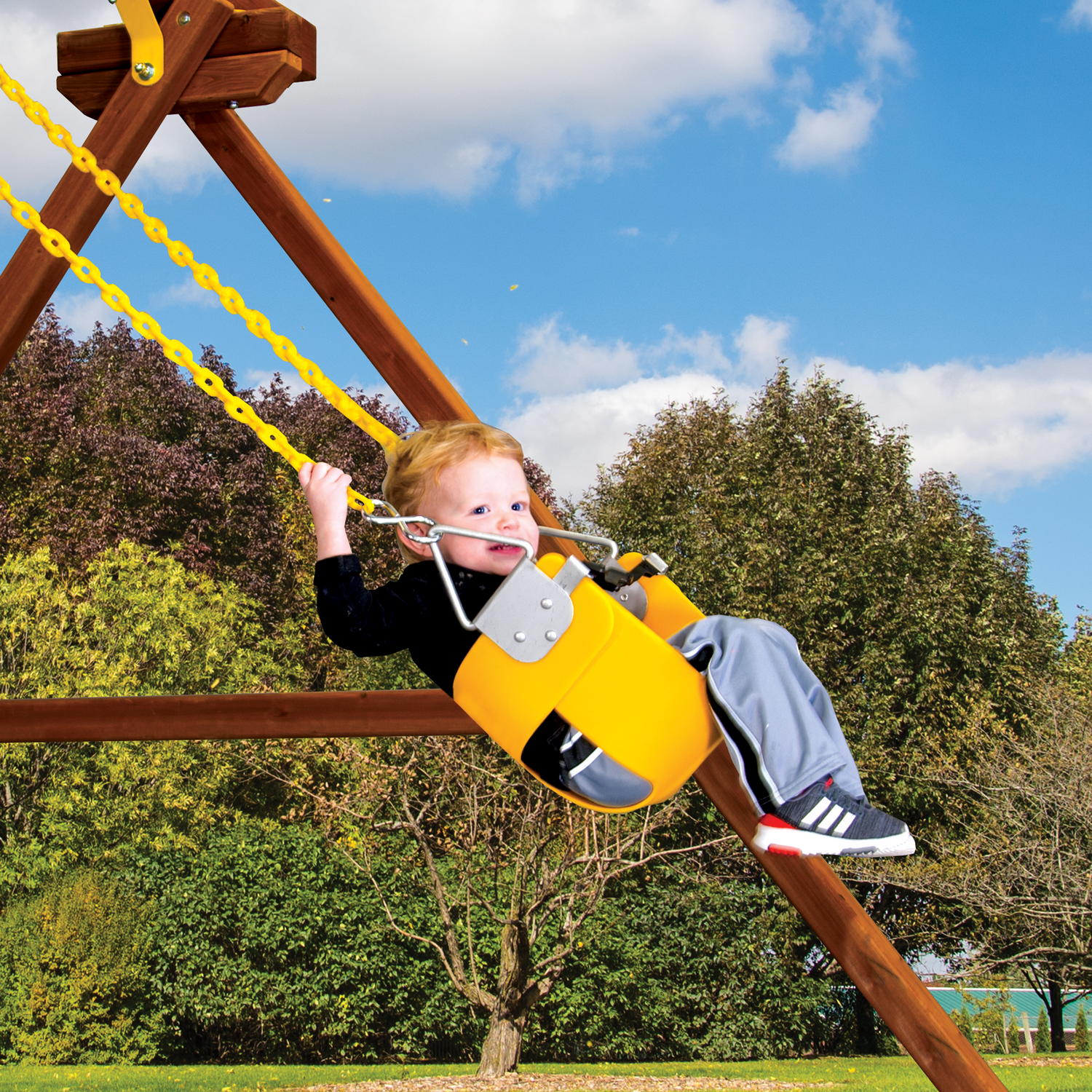 Yellow Commercial Toddler Half Bucket Swing - Rainbow Play of NC