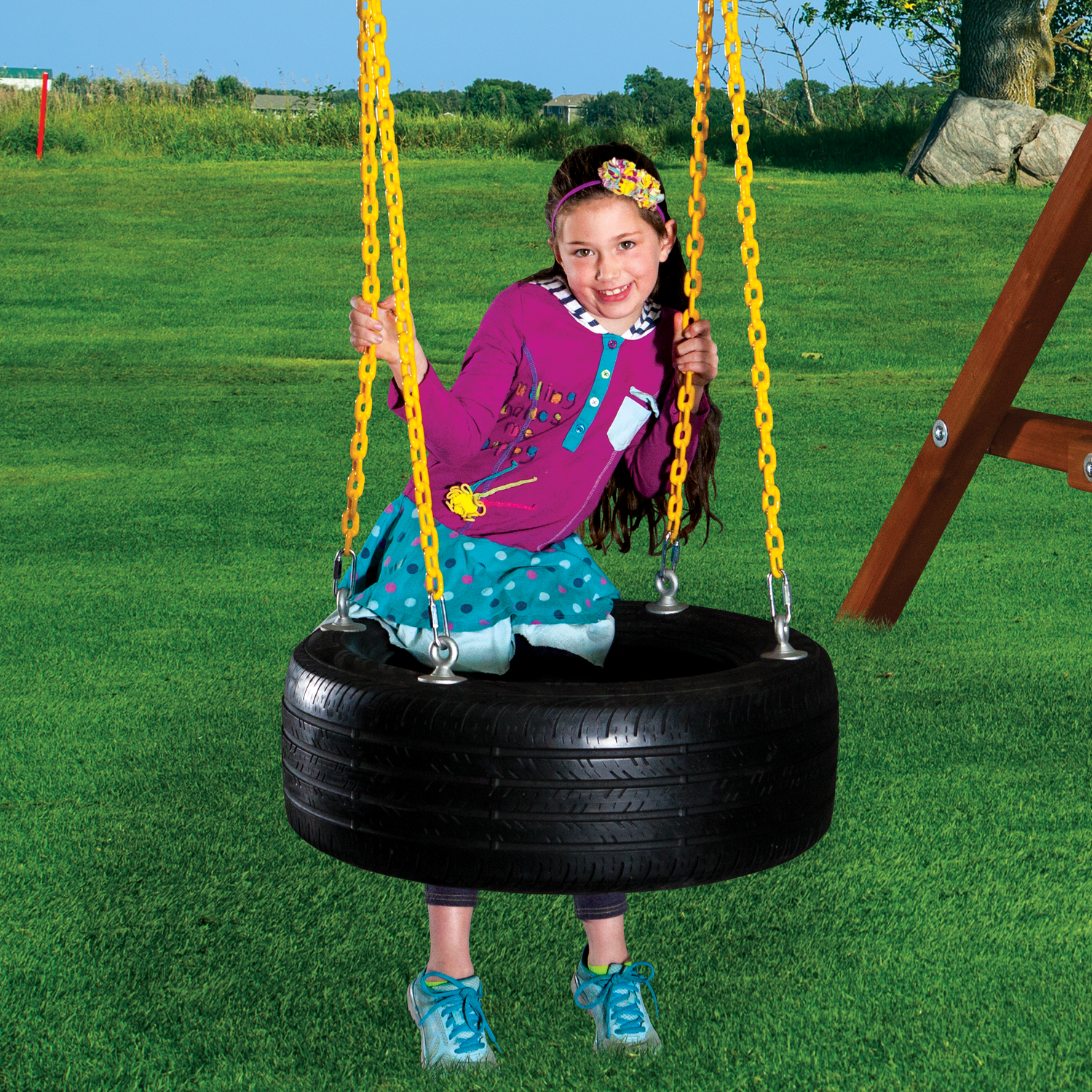4 Chain Tire Swing - Rainbow Play of NC